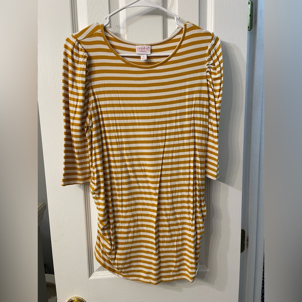 Isabel maternity mustard striped shirt